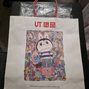 Uniqlo x Popmart Labubu Monsters Paper Bag with Colorful Cartoon Design
